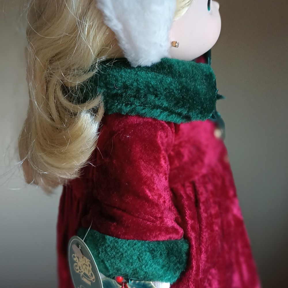 Precious Moments Doll in Red and Green Velvet